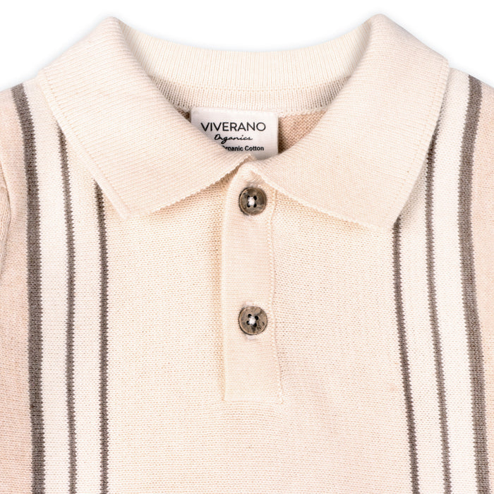 Classic Stripe Polo Knit Baby Pullover & Pant Set (Organic Cotton)