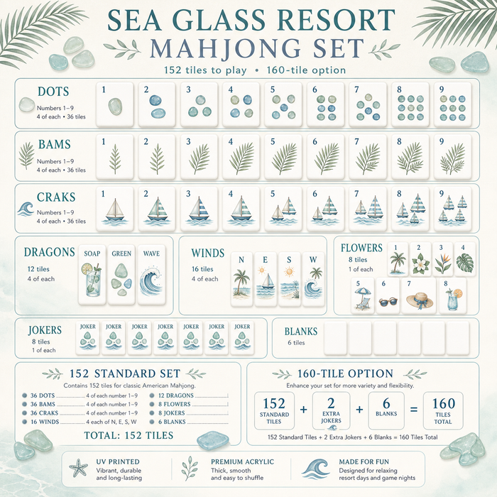 Coastal Beach Mahjong Tile Set - Tile Template