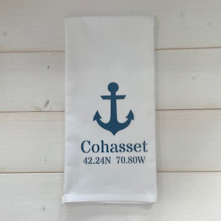Cohasset Lat/Long Tea Towel