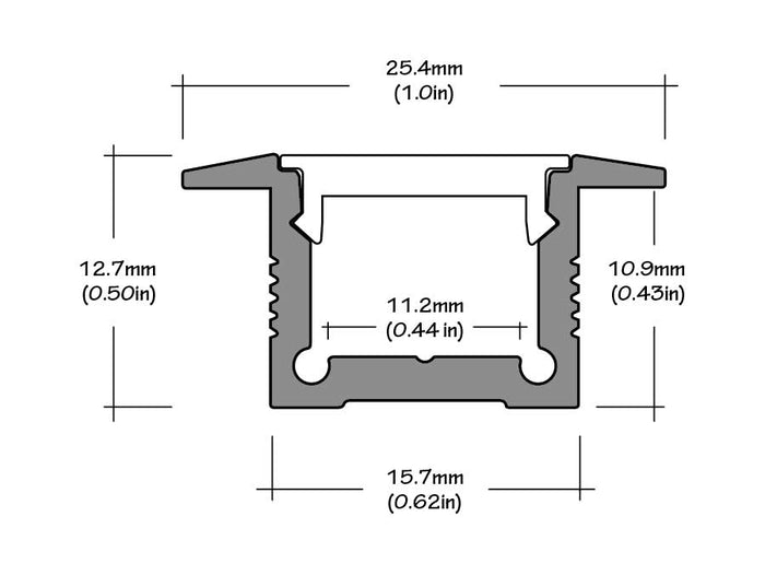 Core Lighting ALP60R-98  - 98" RECESSED MOUNT PROFILE - LED TAPE CHANNEL - Ready Wholesale Electric Supply and Lighting