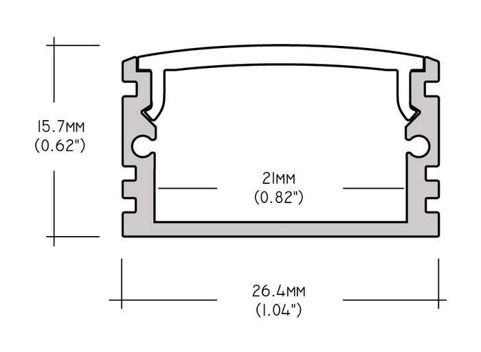 Core Lighting ALU-DS100-96 - 96" SURFACE MOUNT WIDE PROFILE LED TAPE CHANNEL - Ready Wholesale Electric Supply and Lighting