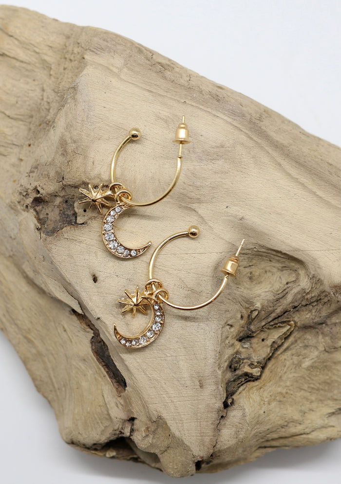 Crystal Moon Dangle Earrings