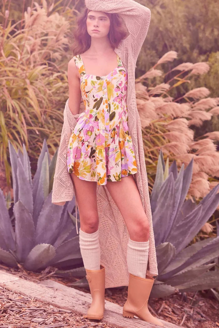 Dawn Blossoms Floral Ruffled Romper Dress - ShopPromesa