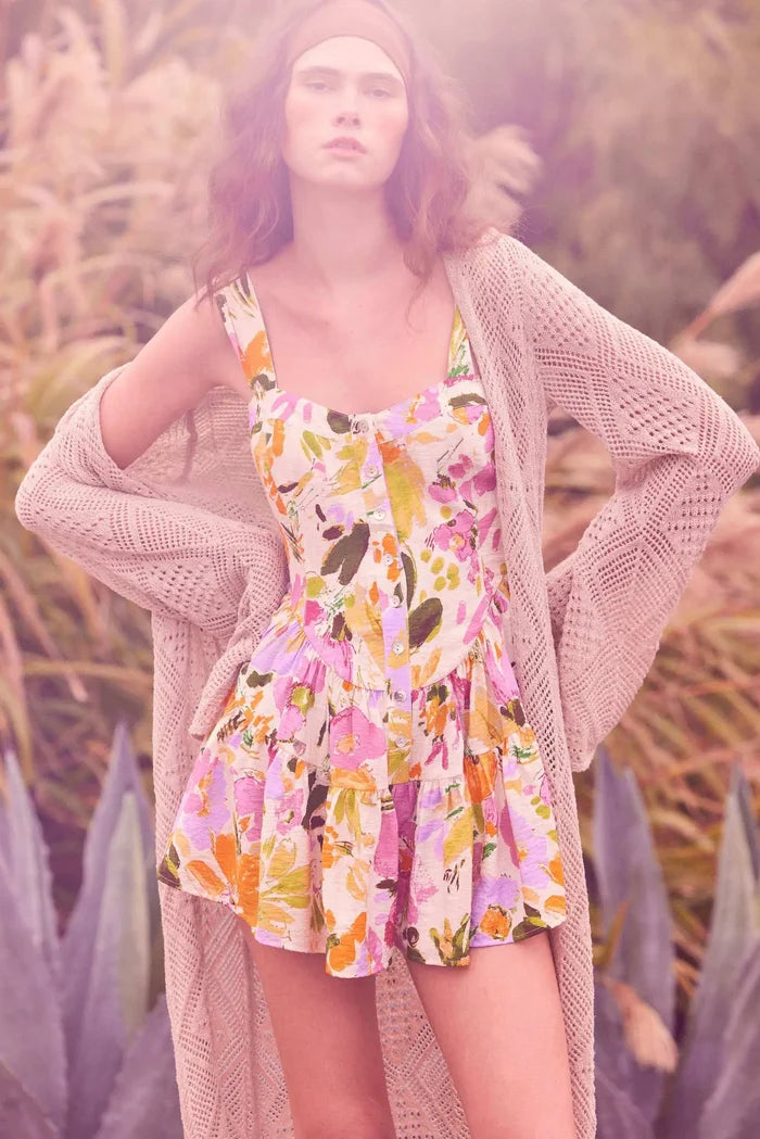 Dawn Blossoms Floral Ruffled Romper Dress - ShopPromesa