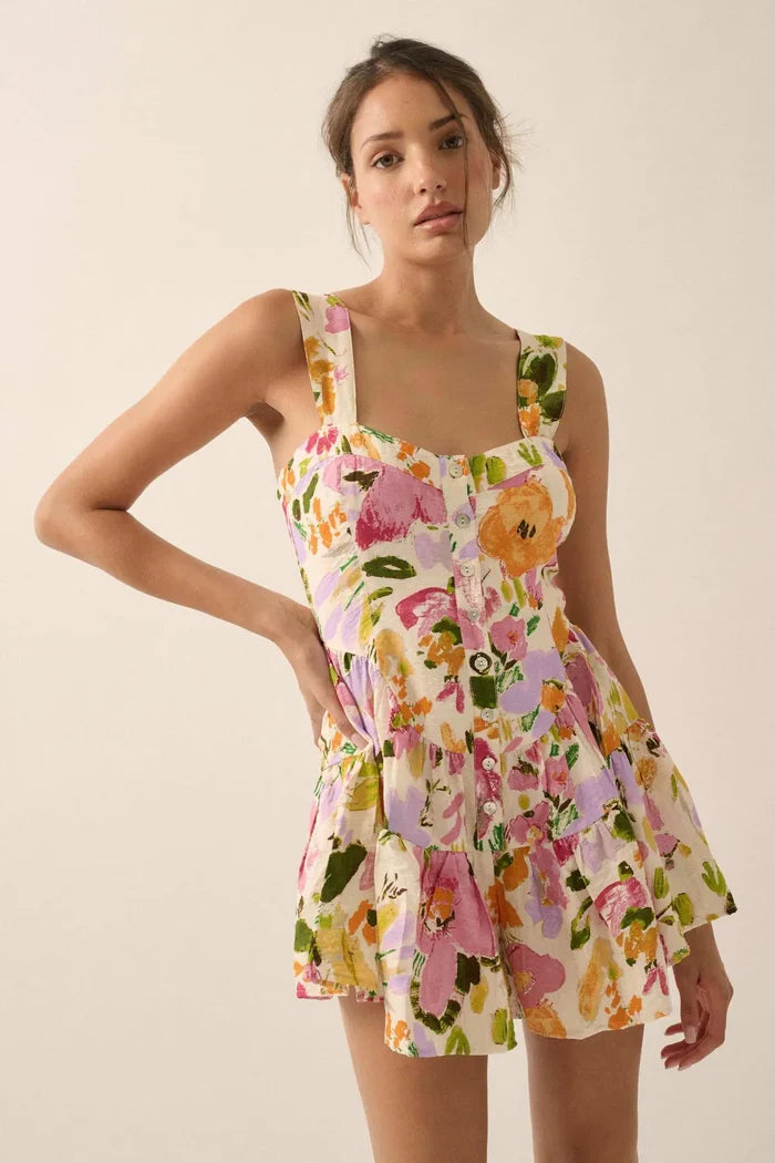 Dawn Blossoms Floral Ruffled Romper Dress - ShopPromesa