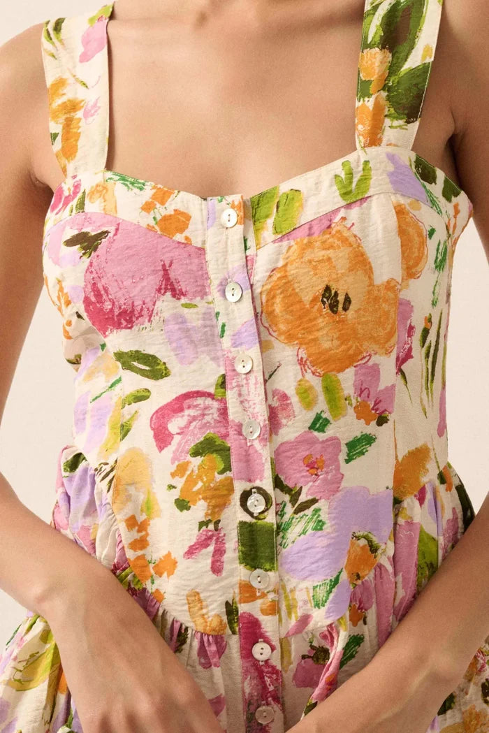 Dawn Blossoms Floral Ruffled Romper Dress - ShopPromesa