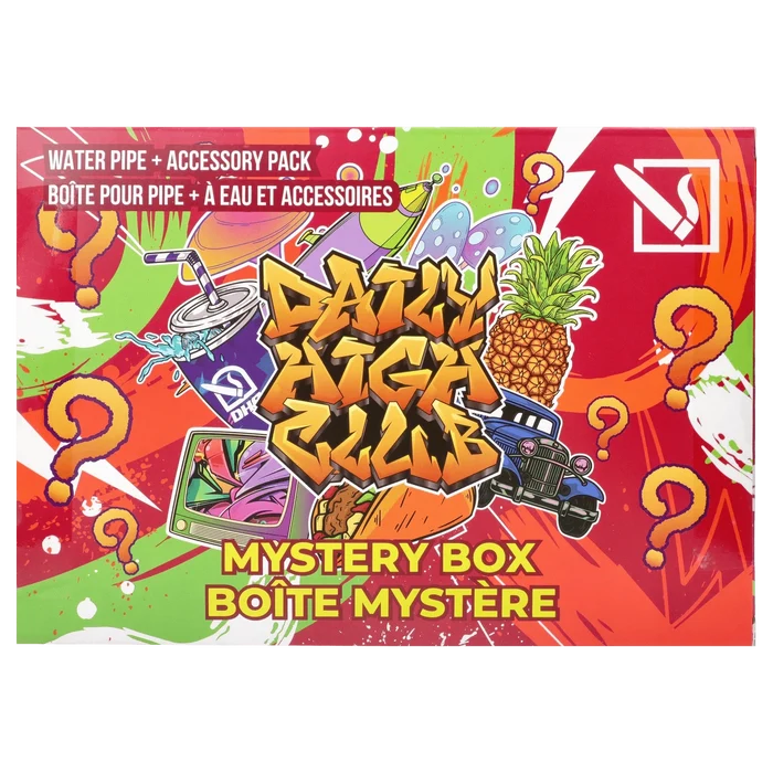 Front view of the DHC - Mystery Box - Bootlegger - Tangerine packaging, displaying a colorful, illustrative design with vibrant splashes.