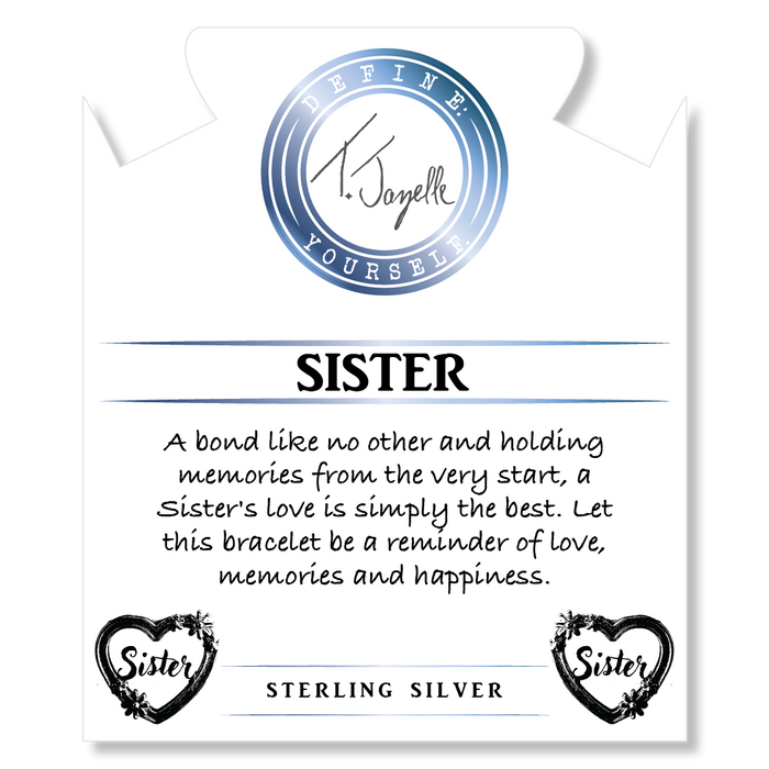 Earth Jasper Stone Bracelet with Heart Sister Sterling Silver Charm