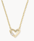 Emery Heart Pendant Gold White CZ Necklace Kendra Scott