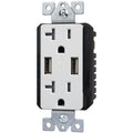 Enerlites 62001-TR2USB-CC-W Interchangeable Face Plate (Dual Usb 4.8a, Duplex Receptacle 20a) - Ready Wholesale Electric Supply and Lighting