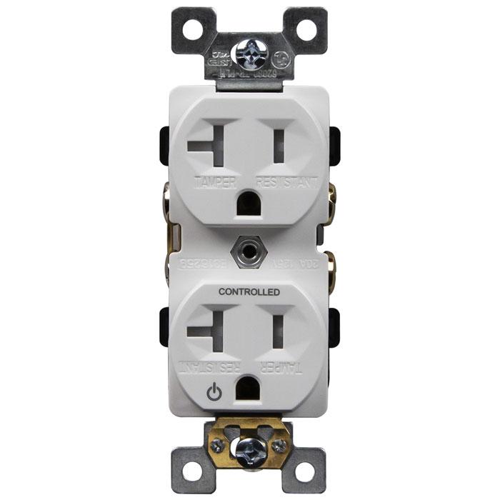 Enerlites 62080-TR-PLH - Half Controlled 20 Amp/125 VAC NEMA 5-20R Duplex Plug Load Receptacle - Ready Wholesale Electric Supply and Lighting