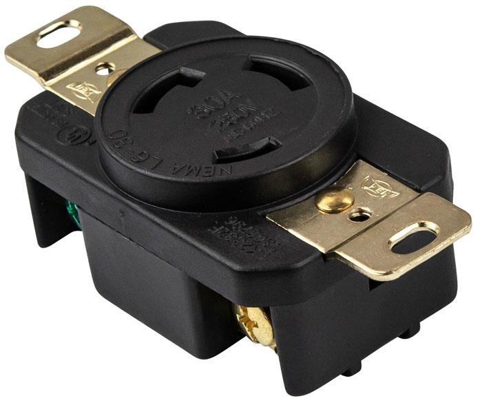 Enerlites 66460-BK - INDUSTRIAL GRADE, LOCKING RECEPTACLE, 30A, 250V, 2-POLE, 3-WIRE, NEMA L6-30R - Ready Wholesale Electric Supply and Lighting