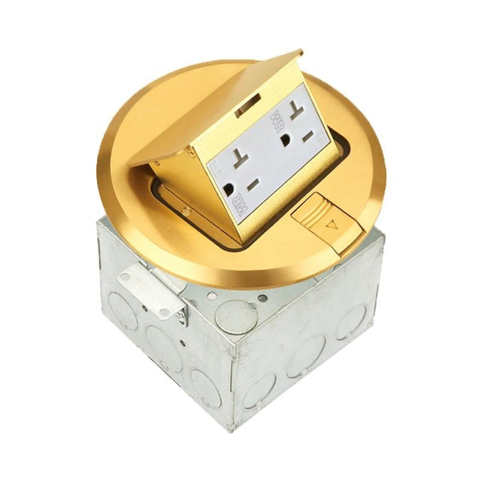 Enerlites 961501-C - Round Pop-up Floor Box Assembly w/20A Deccora Receptacle, Tamper & Weather Resistant - Ready Wholesale Electric Supply and Lighting