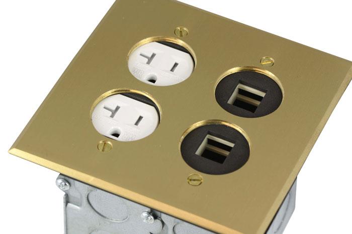 Enerlites 975510-C-D - 2-Gang Floor Box Assembly w/20A Deccora Receptacle Tamper & Weather Resistant & Datacom - Ready Wholesale Electric Supply and Lighting
