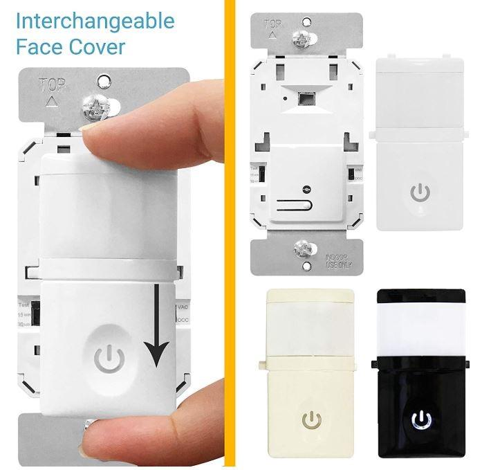 Enerlites HMVS-J-I PIR Vacancy Only Wall Sensor Switch with No Neutral Required - Ready Wholesale Electric Supply and Lighting