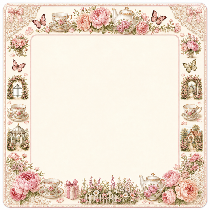 English Garden Tea Party Mahjong Mat main image
