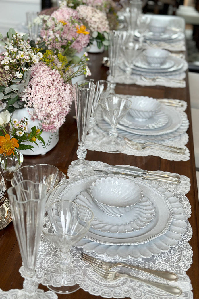 'Eugenie' Lace Orchid Flower & Leaves Placemat, 35 x 50cm