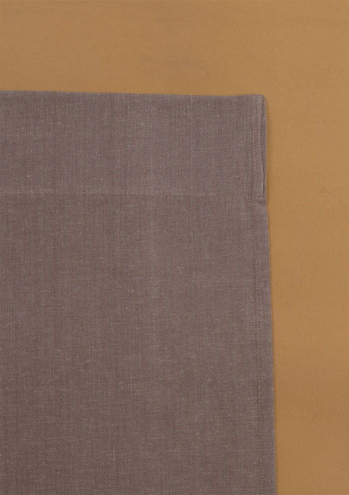 Fig Brown Solid Linen Cotton Blend Textured Curtain For Livingroom / Bedroom | Room Darkening | Single Piece