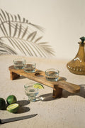 Flight - Four Glasses on a Wooden Base