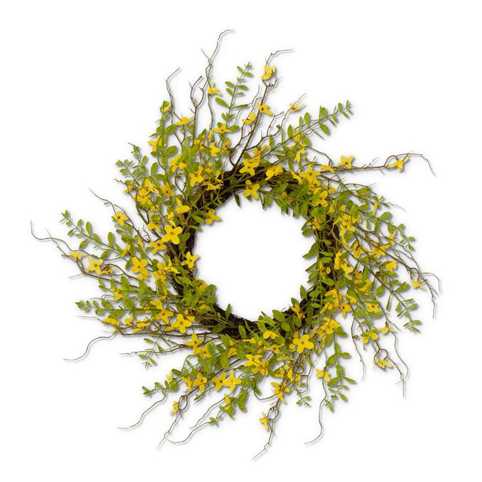 Forsythia Wreath with Foliage