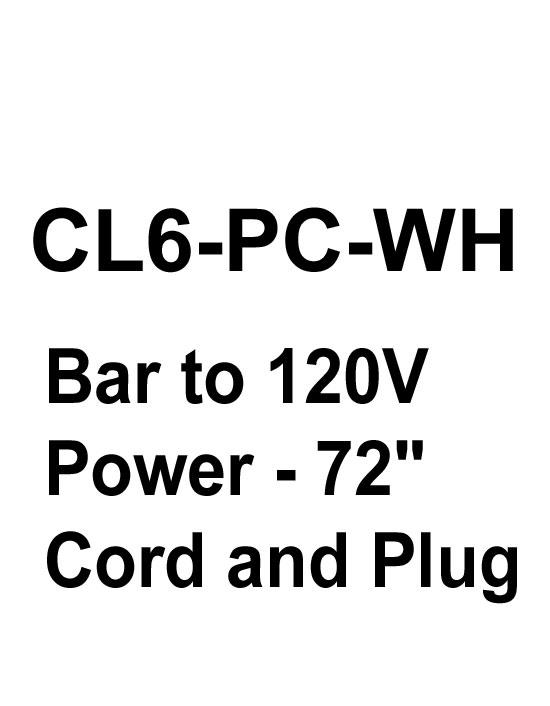 GM Lighting CL6-PC-WH Bar to 120V Power - 72" Cord and Plug - Ready Wholesale Electric Supply and Lighting