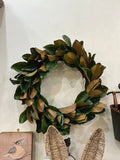 GRBR 27"NATURAL TOUCH MAGNOLIA LEAF WREATH