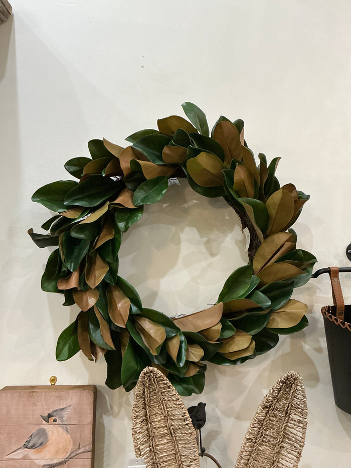 GRBR 27"NATURAL TOUCH MAGNOLIA LEAF WREATH