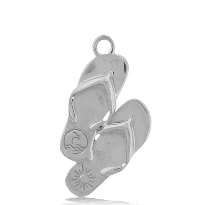 Green Quartz Stone Bracelet with Flip Flop Sterling Silver Charm