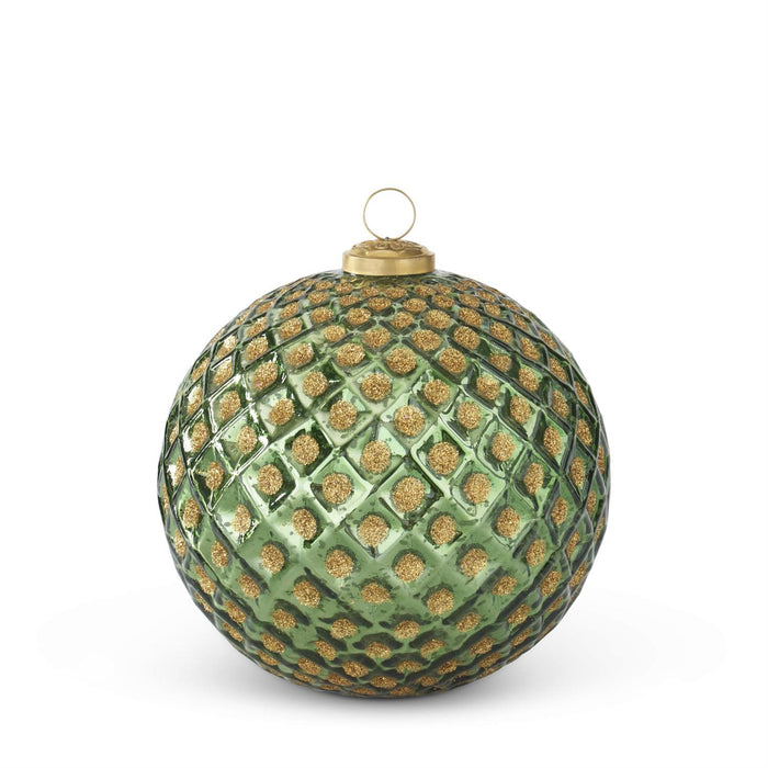 Green with Gold Glitter Glass Diamond Embossed
