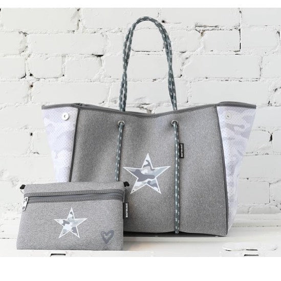 Grey Camo Star Large Tote