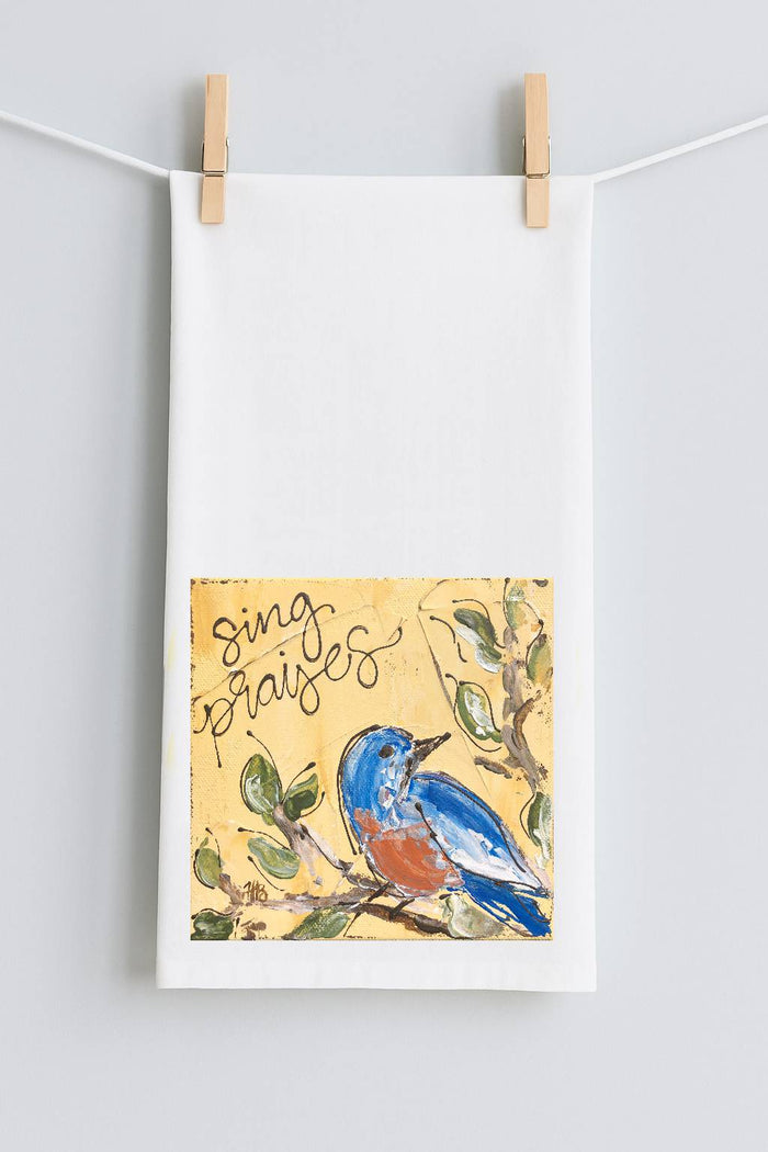 HALEY BIRD SING PRAISES TEA TOWEL