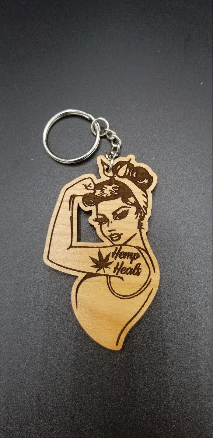 Hemp heals cbd rosie the riveter keychain - Altered Goods