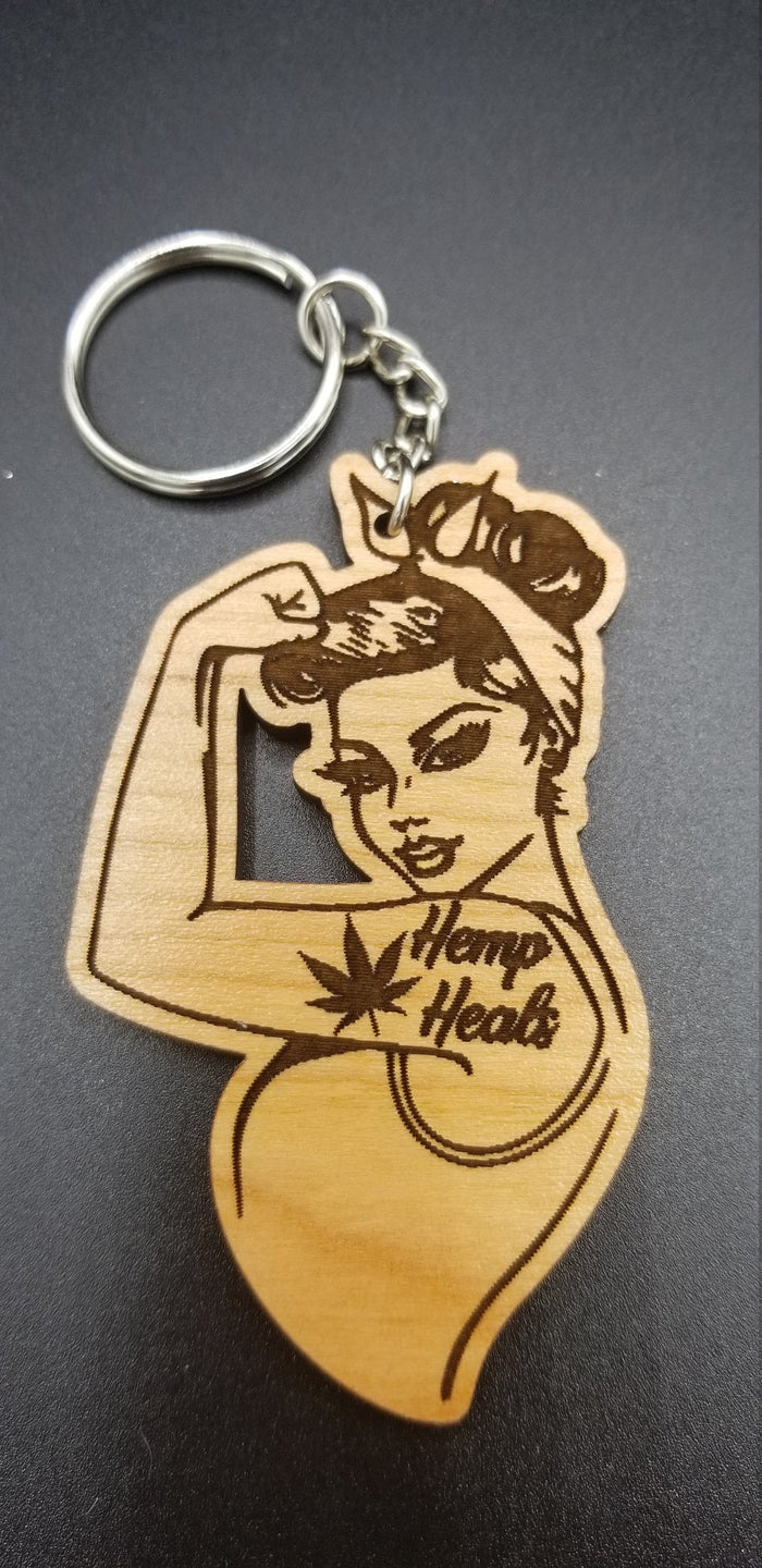 Hemp heals cbd rosie the riveter keychain - Altered Goods