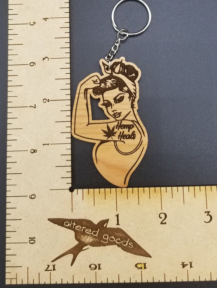 Hemp heals cbd rosie the riveter keychain - Altered Goods