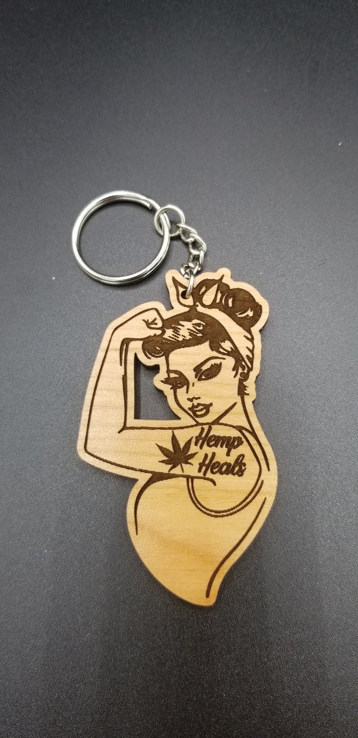 Hemp heals cbd rosie the riveter keychain - Altered Goods
