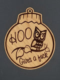 Hoo gives a fuck owl cherry hardwood laser engraved ornament