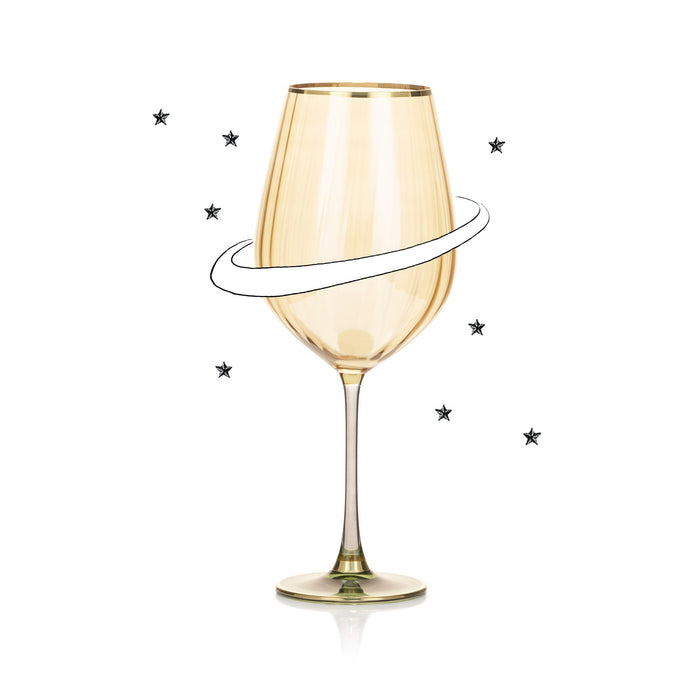 Italian Amber & Blue Red Wine Glass, 85cl