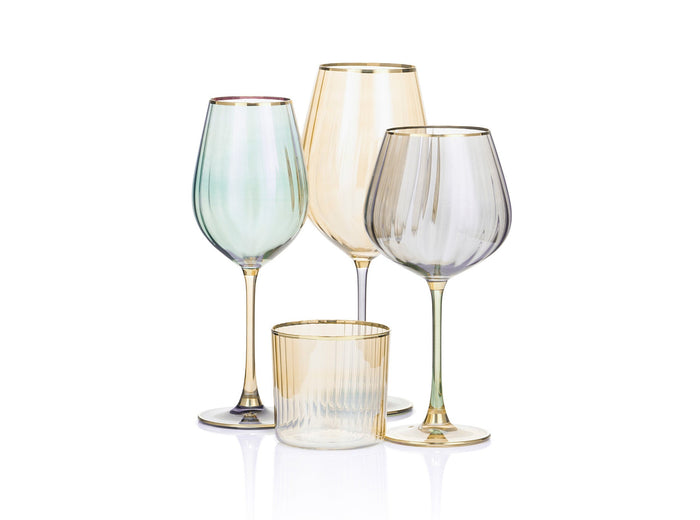 Italian Amber & Blue Red Wine Glass, 85cl