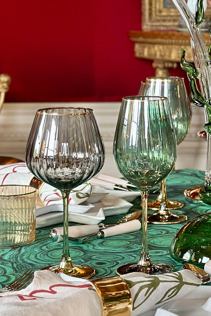 Italian Amber & Blue Red Wine Glass, 85cl