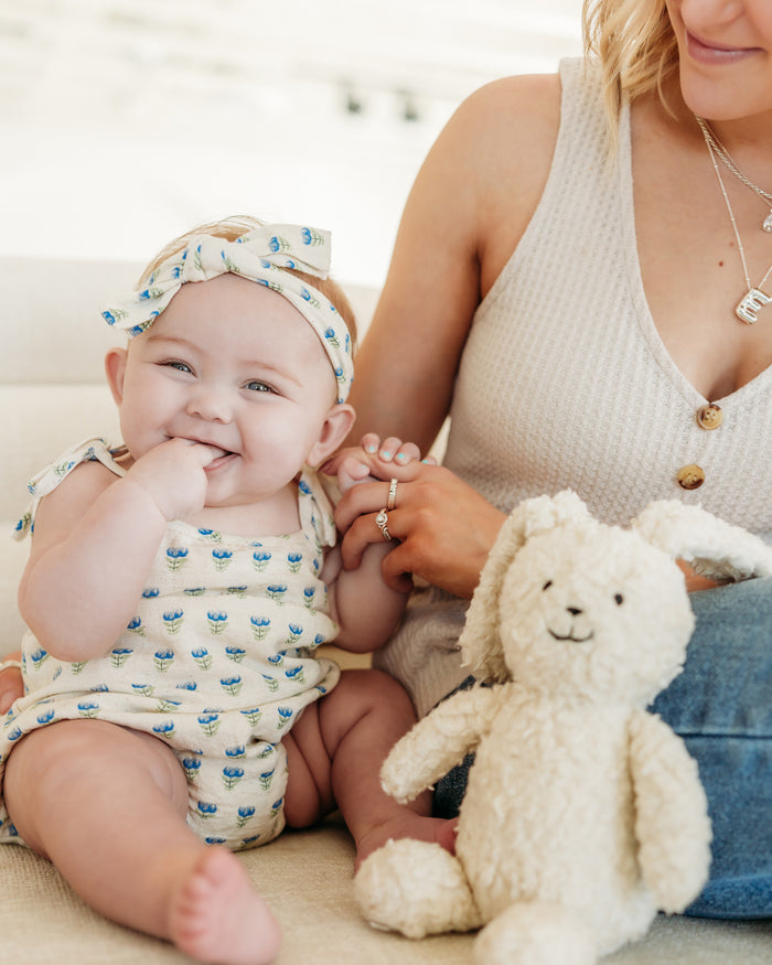 Jaipur Linen Blend Bubble Baby Romper + Headband (Linen Blend)