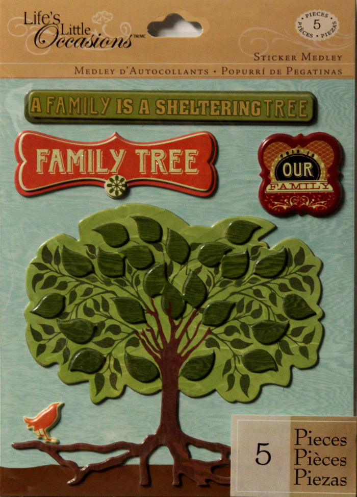 K & Company Life's Little Occasions Family Tree Dimensional Stickers Medley - SCRAPBOOKFARE