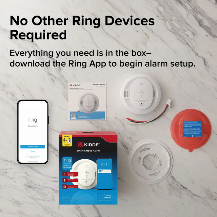Kidde RGSAR-RW - Ring Smart Smoke Alarm, Hardwired with AA Battery Backup - Ready Wholesale Electric Supply and Lighting