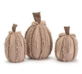 Large Beige Knit Pumpkin