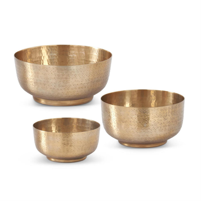 Large Textured Antiqued Gold Footed Bowl