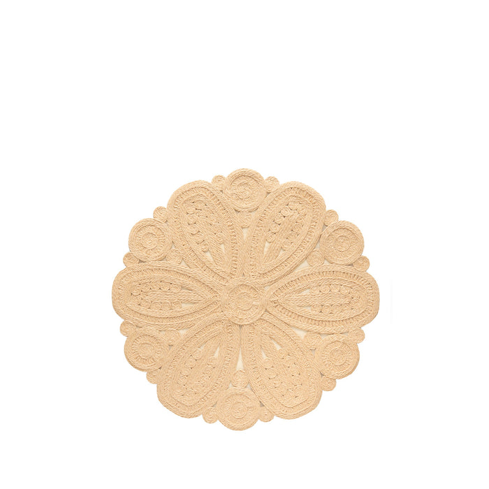 'Lena' Handwoven Flower Placemat Straw Effect, 40cm