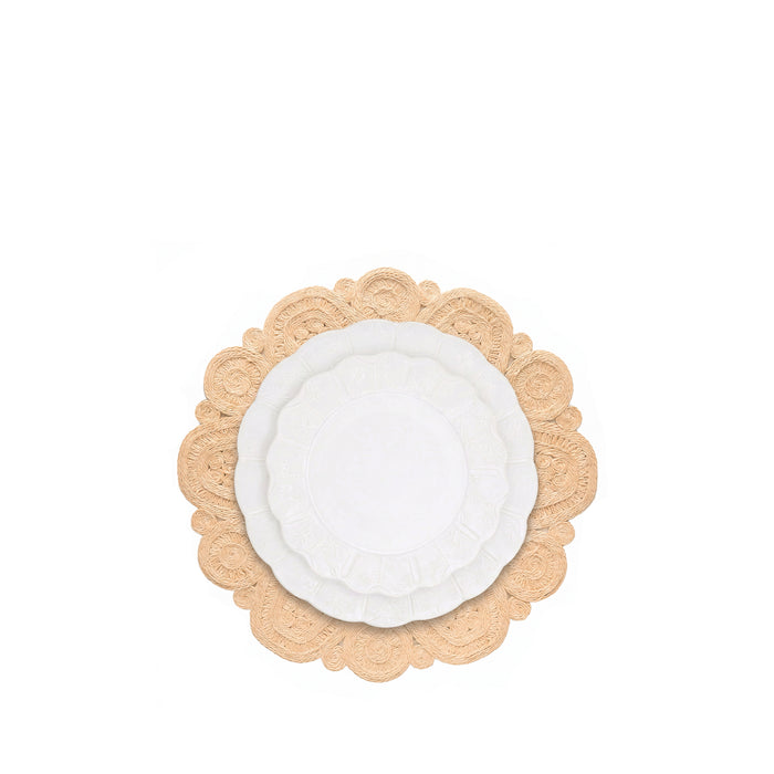 'Lena' Handwoven Flower Placemat Straw Effect, 40cm