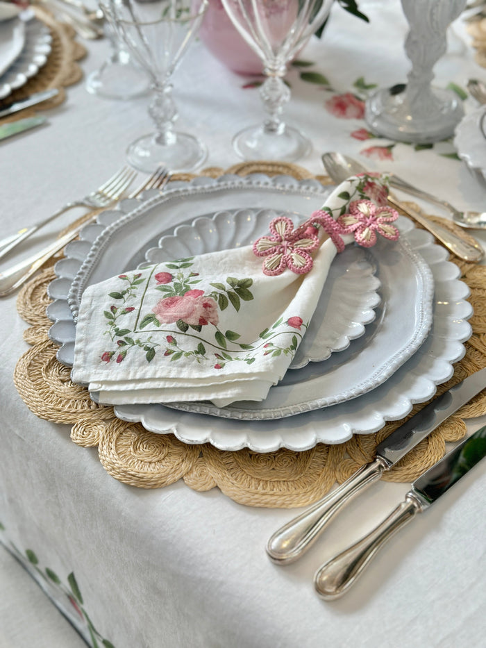 'Lena' Handwoven Flower Placemat Straw Effect, 40cm