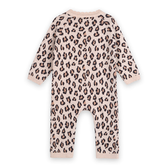 Leopard Jacquard Knit Baby Jumpsuit (Organic Cotton)