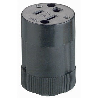 Leviton 114 - 15 Amp, 125 Volt, NEMA 5-15R, 2P, 3W, Connector, Straight Blade, Residential Grade, Grounding - Black - Ready Wholesale Electric Supply and Lighting