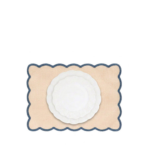 'Lola' Placemat with Scalloped Edge in Blue, 35 x 50cm